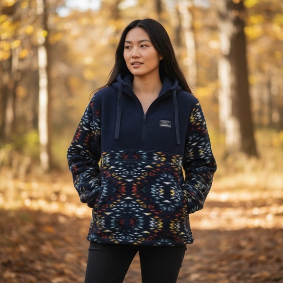 L.L. Bean Other - Massive Outdoor Fleece Hoodie Size M Vibrant Multicolor Pullover
